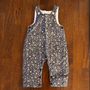 EUC La Coqueta Delphina Long Dungarees, Blue Floral